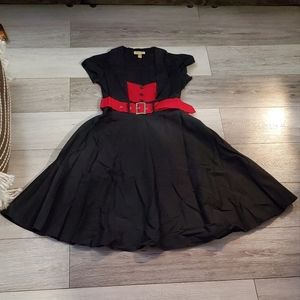 Lindy Bop Geneva Black Flared Swing Evening Dress